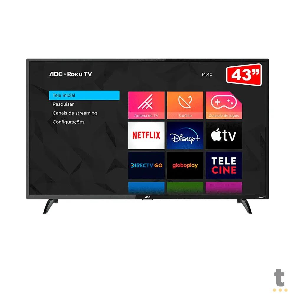 Smart TV Led AOC Roku TV 43" Full HD Wi-fi USB HDMI Conversor Digital - 43S5195/78G Truedata